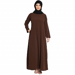 A-line inner abaya with a complementary Hijab-Dark Brown A-line inner abaya with a complementary Hijab-Dark Brown